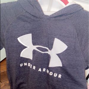 Under Armour pull over shirt with hoodie